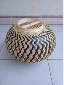 Đèn cầu mây tre đan tròn trắng xanh f15.35.15, h28