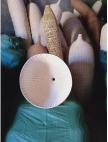 Đèn mây tre đan cổ chai mây trắng fi50h50