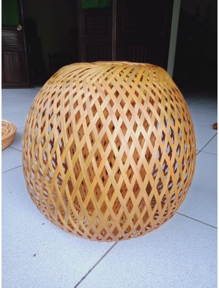 Đèn cầu mây tre đan 2 lớp
