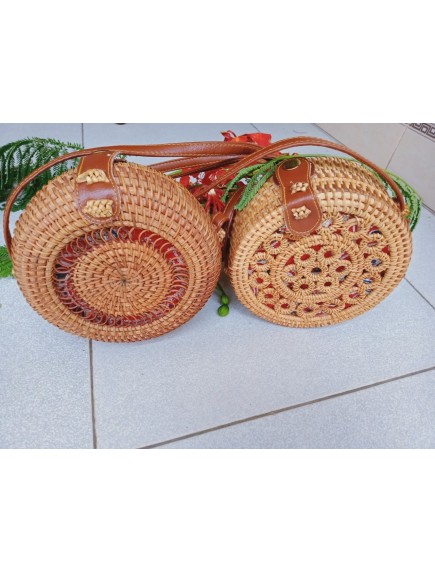 Túi mây đan hình tròn