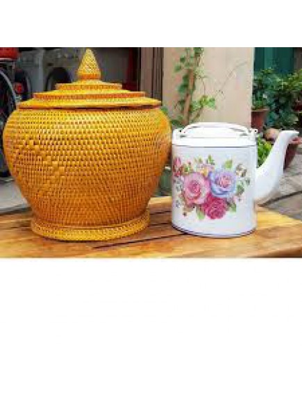 Bình trà mây - giỏ mây đan ủ trà