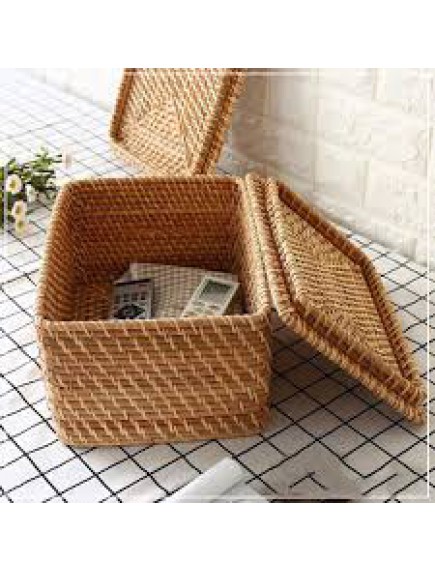 Hộp mây đan hình hộp chữ nhật D26R28