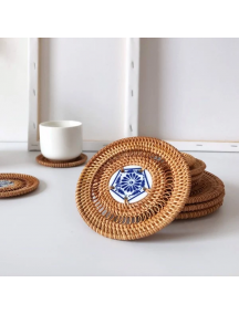 Đế lót ly mây đan d-8cm